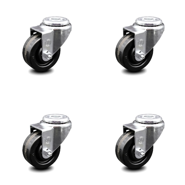 3.5 Inch Phenolic Wheel Swivel Bolt Hole Caster Set